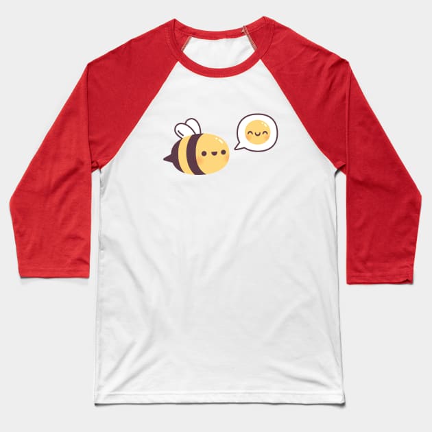 Cute Bee Be Happy Emoji Doodle Baseball T-Shirt by rustydoodle